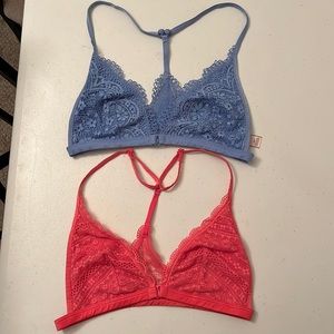 Pink and blue Victoria secret bralettes